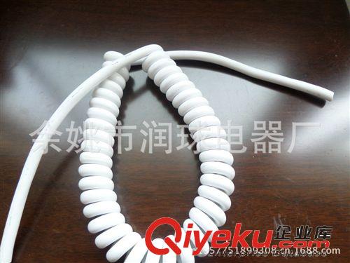 白色电源弹簧线伸缩线蛇簧线PU线
