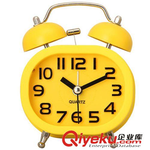 创意懒人闹钟立体钟面 时尚 双铃夜光灯儿童小闹钟金属壳