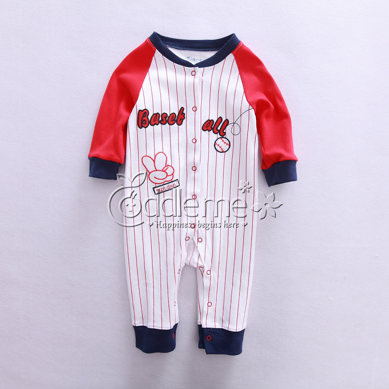 纯棉舒适婴儿爬地服 字母横条爬地服 cuddle me宝宝爬地服
