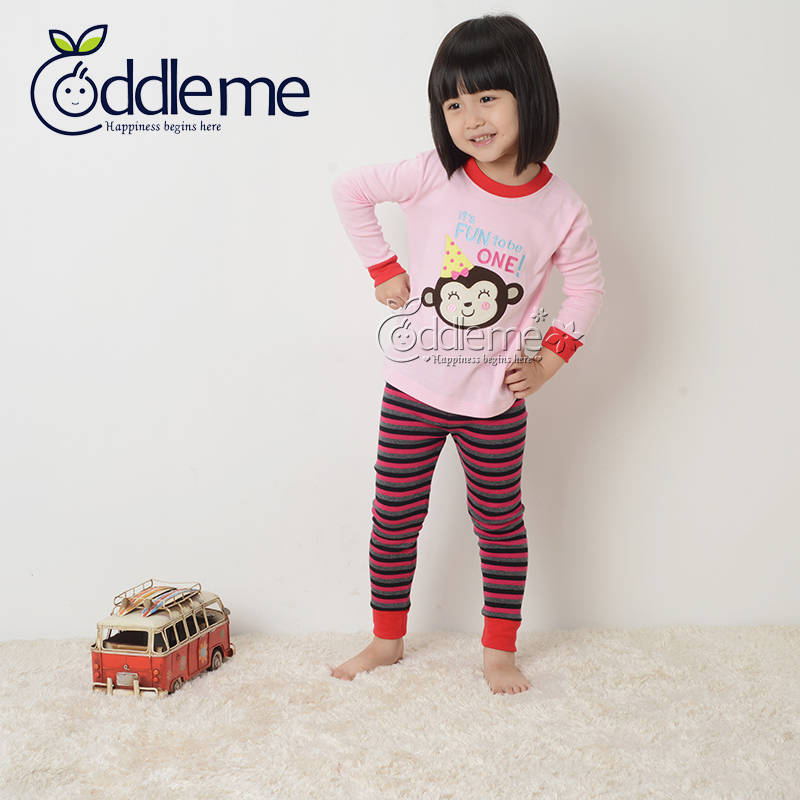 cuddle me精梳纯棉居家服童装可爱卡通猴子服套装 儿童服装