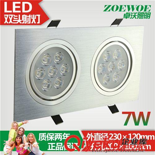 led射灯7W*2格栅双头嵌入式卖场商店豆胆玄关过道开孔20*10公分灯