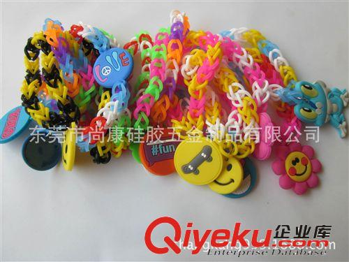 Diy新款硅胶橡皮筋手链 夜光荧光橡皮筋手链吊坠