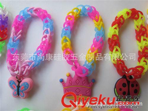 专业编织各款创意新颖硅胶橡皮筋/硅胶彩色编织手链/硅胶吊坠手链