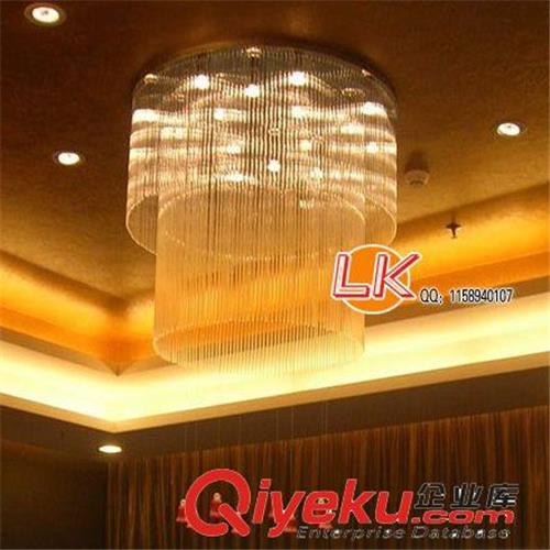 工程订做 玻璃棒圆形新客厅吸顶酒店会所大堂厢房包房水晶灯9109
