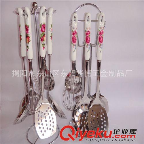 厂家直销精品陶瓷不锈钢厨具  陶瓷厨具七件套礼品厨具