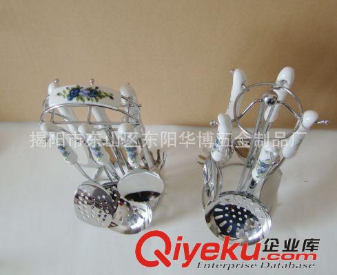 华博长期供应不锈钢厨具韩国厨具七件套强化陶瓷印花厨具