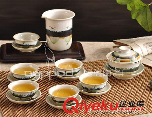 碗形窑变山水茶具套组 陶瓷礼品套装/茶杯盖碗/工艺品