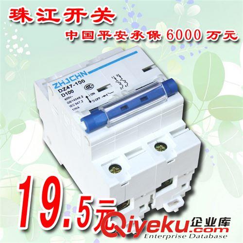 珠江开关 DZ47-100/2P 小型断路器 漏电开关 正品特价