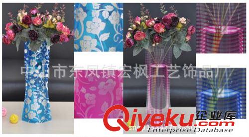 专业生产环保透明PVC折叠花瓶 环保塑料花瓶 PVC电压花瓶
