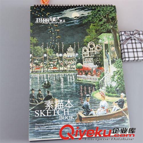 时尚白卡线环素描本-上翻8K40