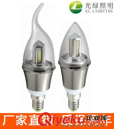 LED蜡烛灯泡3W4W节能拉尾尖泡灯泡 360度发光3014贴片水晶灯泡