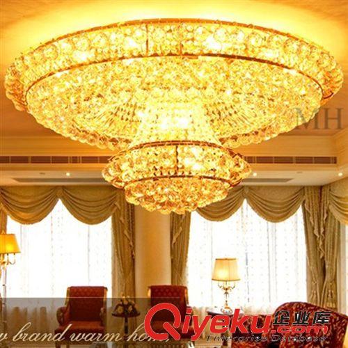 led金色水晶灯 大气圆形客厅卧室餐厅吸顶灯直径80cm 1 1.2 1.5米