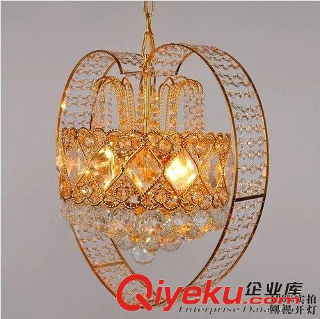 【厂家直销】批发心形水晶吊灯金黄色水晶灯饰婚庆灯具餐厅吊灯