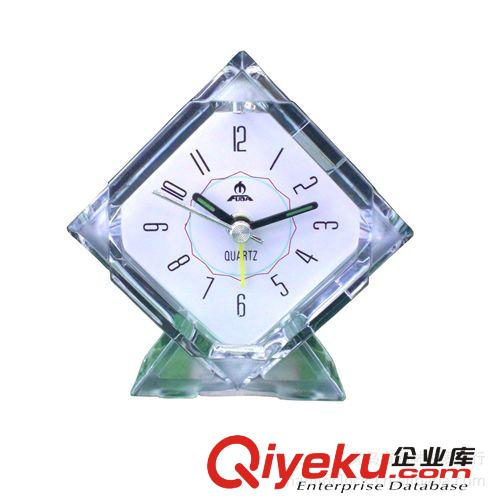 中国名牌富达钟表   菱形厚水晶超静音灯钟