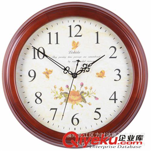 实木欧式静音挂钟 现代田园客厅时尚挂钟现代挂表石英钟配件