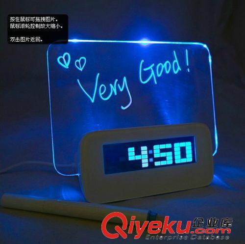 电子闹钟静音夜光多功能荧光留言板懒人闹钟创意可爱闹表USB时钟