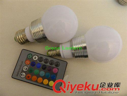 供应3Wled球泡灯 rgb球泡灯 RGB调光球泡灯 新款RGB led球泡 e27