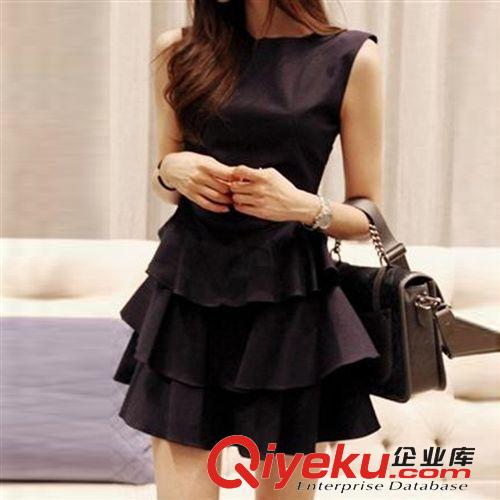 2014夏季欧洲站女装新款修身小礼服蛋糕裙无袖背心连衣裙批发8350