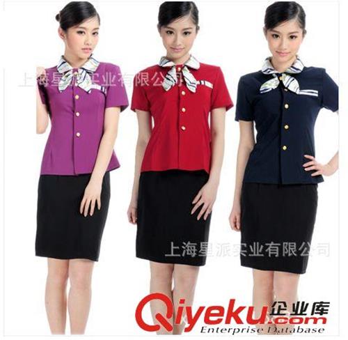 厂家制作xxxx员工作服茶楼西式餐厅女款工装制服短袖涤棉套装