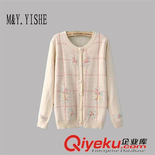 M&Y.yishe厂家直销新款韩版女装重工刺绣蝴蝶结针织开衫毛衣B236