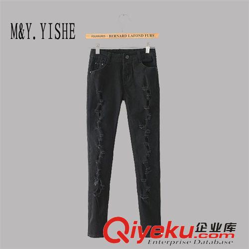 M&Y.YISHE2014新款秋冬女装韩版手工磨破修身显瘦纯棉女裤WY612