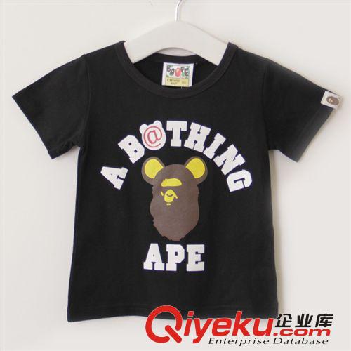 ape12夏季新款外贸童装 猿人头日系休闲女童男童短袖纯棉T恤批发