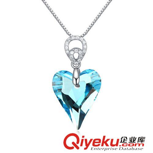 11月新品 千色xx采用施华洛世奇元素水晶银项链--心魅，S925银饰工厂直销