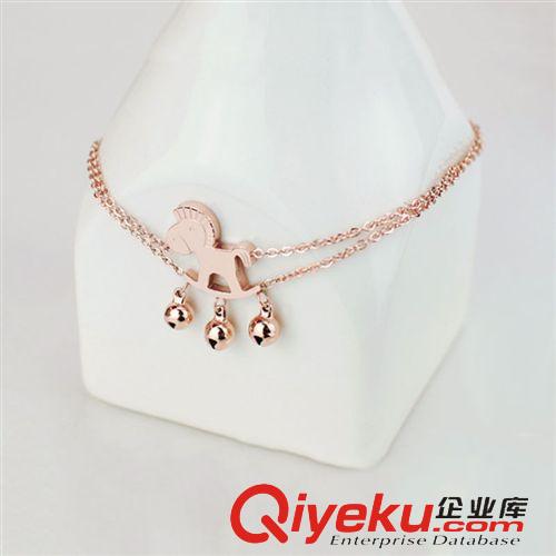 脚饰 一件代发韩版时尚玫瑰金小马铃铛脚链钛钢彩金脚链不掉色厂家直销