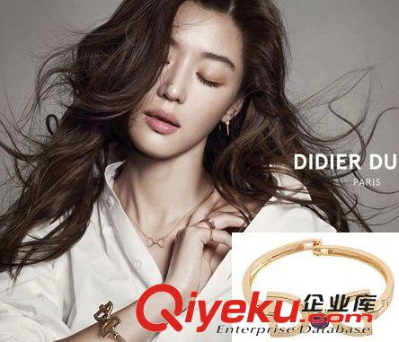 925纯银手环 雅菲妮 来自星星的你全智贤千颂伊闪钻同款 蝴蝶结双D手镯 韩版