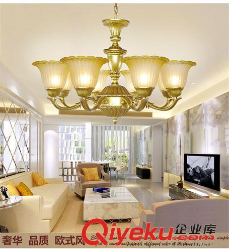 欧式吊灯 欧式吊灯复古铁艺简约大气客厅灯美式乡村田园卧室餐厅灯吸吊两用