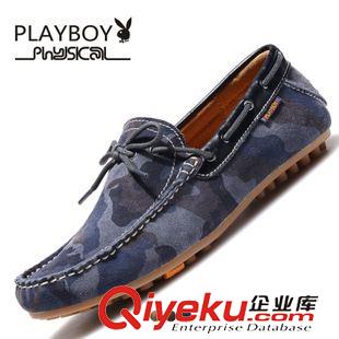 休闲鞋 PLAYBOY/花花公子男豆豆鞋磨砂xx透气迷彩休闲鞋子韩版