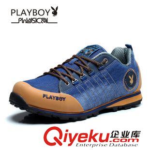 运动鞋 跑步鞋 PLAYBOY/花花公子xx男士休闲户外鞋秋款皮面牛仔布鞋防滑旅游鞋