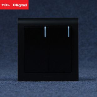 TCL罗格朗开关 TCL 罗格朗 开关插座 K5黑色经典 二开单控 双联单控开关 TCLxx