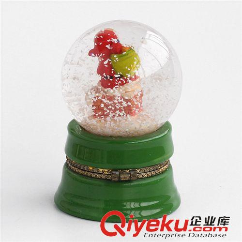 雪花球水球 创意圣诞节礼品 3D立体圣诞老人内景珠宝盒树脂水晶球