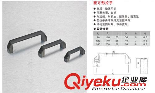 机床操作件系列 常用于机床机箱门外塑料方形拉手，规格有L90/120/180可以选