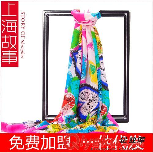 2014年8月新款 gs0070上海故事 新款 {bfb}桑蚕丝乔其真丝飘逸丝巾长巾