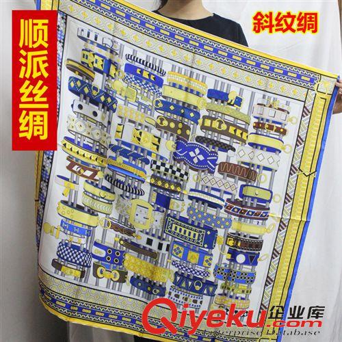 小大方巾90cm 【顺派丝绸】金锁连珠 苏州真丝斜纹小大方巾 90x90cm 工厂直供