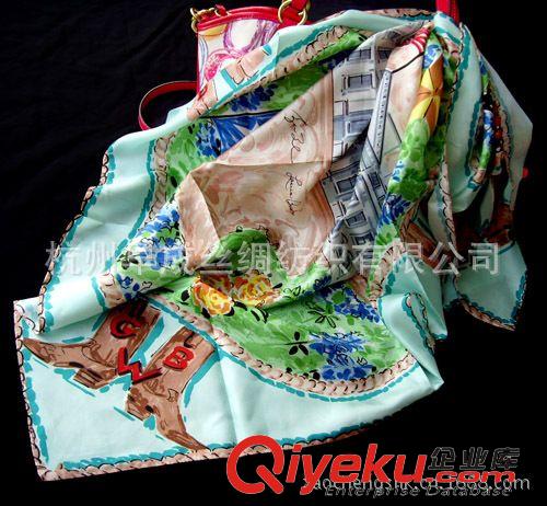 出口订单围巾Export Order Scarves {dj2}劳拉•布什新款围巾丝巾 杭州真丝斜纹绸大方巾数码喷绘围巾