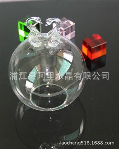 空心球系列 晶韵007天鹅空心玻璃罩人工吹制玄挂玻璃空心球