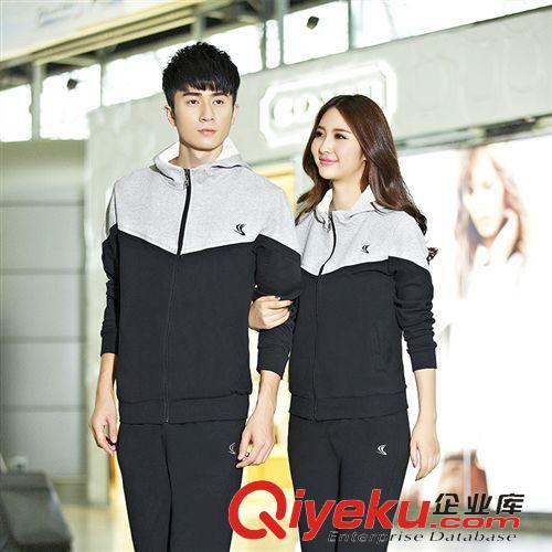 春秋情侣套装 2014秋冬季新款加绒卫衣套装 男女加厚运动休闲情侣套装厂家批发