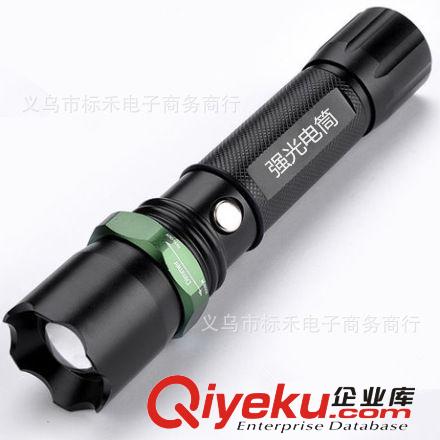 【標禾】led充電強光手電筒 廠家直銷 鋁合金夜騎變焦強光手電原始圖片2