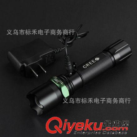 【標禾】led充電強光手電筒 廠家直銷 鋁合金夜騎變焦強光手電原始圖片3