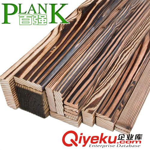 【企業集采】百強花旗松刻紋碳化防腐木戶外地板格柵地板實木仿古原始圖片2