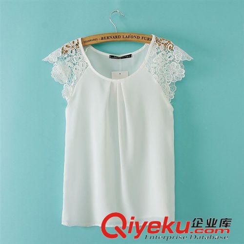 歐美女裝2014夏季新款 ZA*RA同款女式蕾絲花邊無袖雪紡T恤衫女原始圖片2