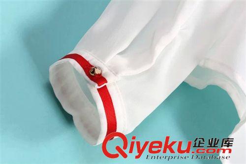 2014歐美夏季女裝新款 艾格同款肩章復古定位印花雪紡長袖襯衫女原始圖片3