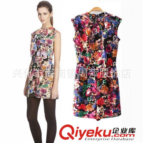 歐美2014新款TOPSHOP女式東方氣質(zhì)印花拼接長(zhǎng)袖雪紡衫 套頭襯衫女