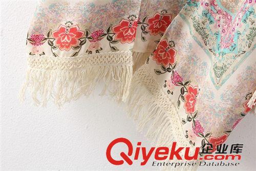歐美女裝2014新款 ZA*RA同款復(fù)古民族定位印花流蘇和服披風(fēng)外套女原始圖片3