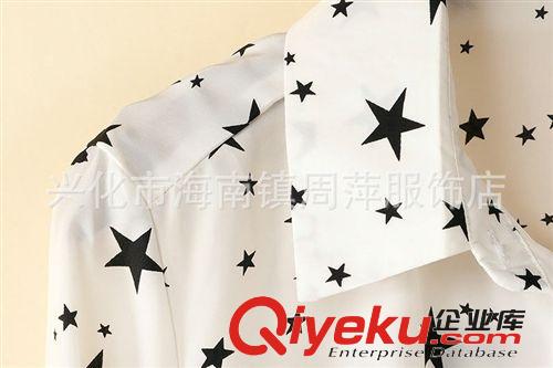 歐美女裝新款襯衫HM女式休閑五角星印花上衣襯衫長袖翻領襯衫女原始圖片3