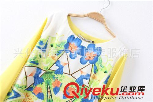 2014夏季女裝新款 LILY同款萬(wàn)花筒拼色炫彩連衣裙歐美印花連衣裙原始圖片3