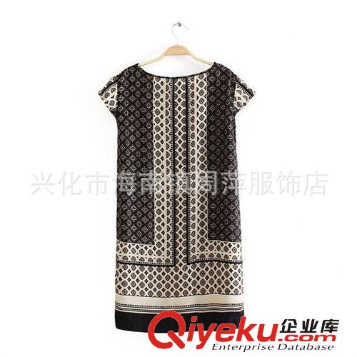 MAN*GO2013新款 歐美秋冬女裝復古定位印花連衣裙 短袖圓領連衣裙原始圖片3